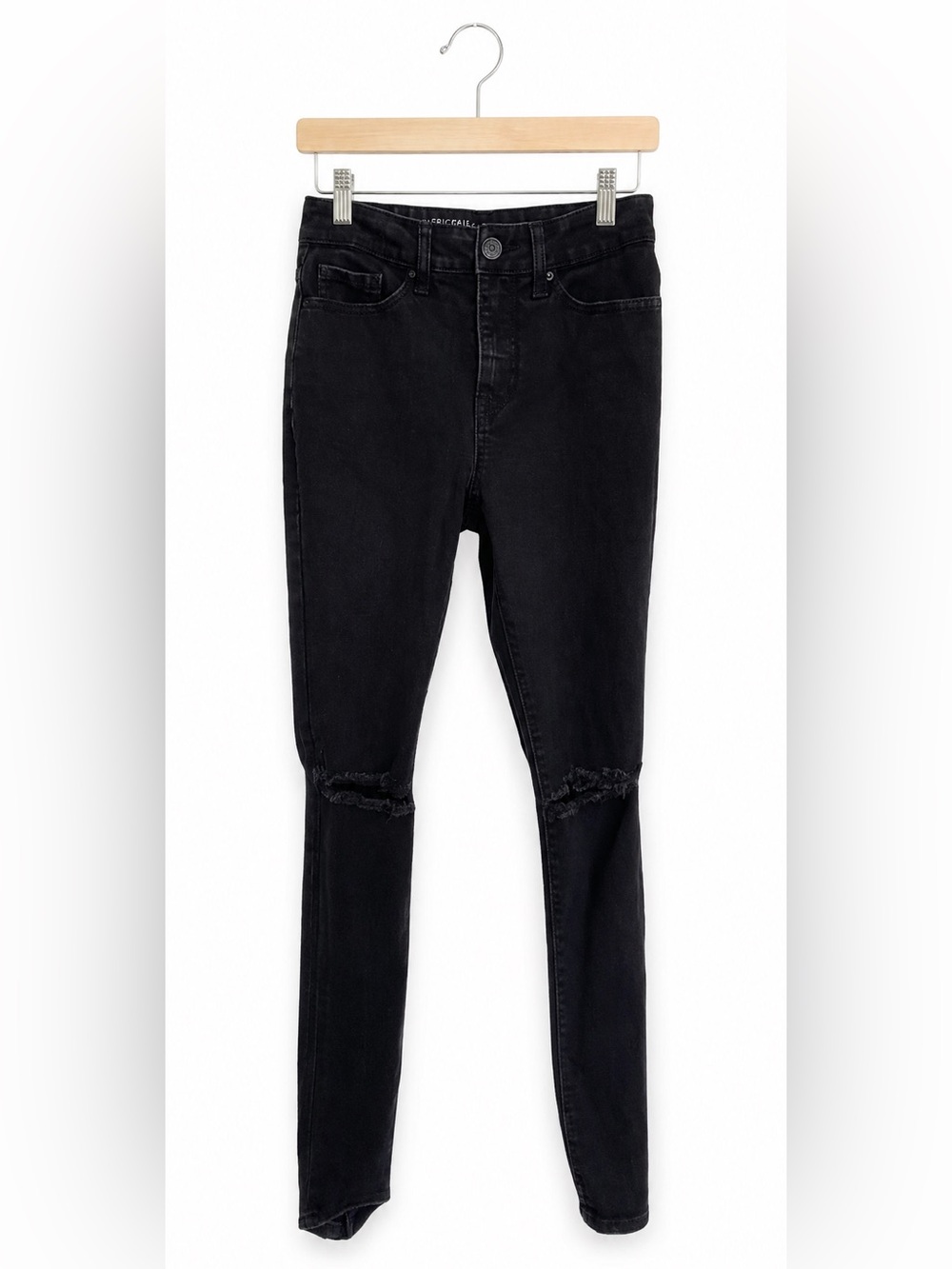 Time & Tru Womens Jeans Sz 6 Petite Black Distressed High Rise Skinny Denim